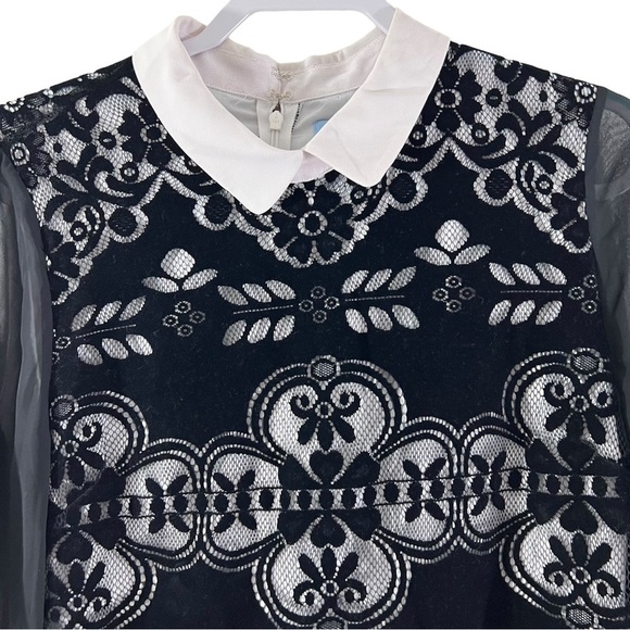 𝅺cece Black and White Velour and Lace Dress - Picture 5 of 12